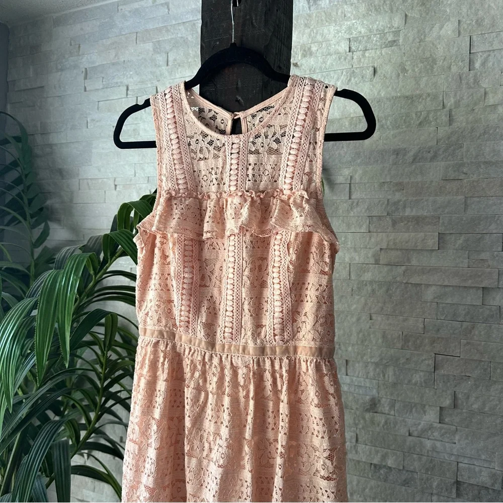 Disney Princess Lace Pastel Peach Party Sleeveless Dress Size Junior Large